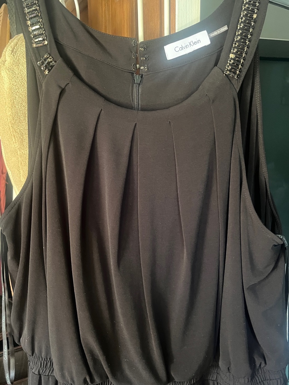 Calvin Klein Black Sleeveless Jumpsuit with Gathered Waist